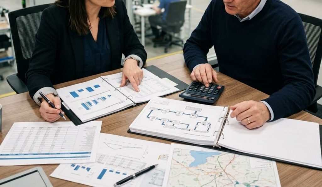 material handling automation ROI analysis with charts and calculator