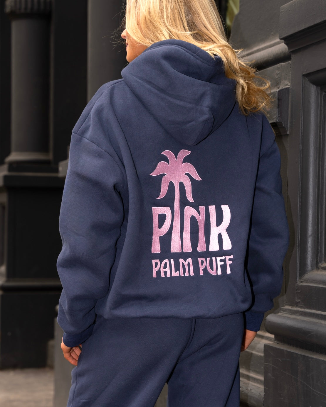 pink palm puff hoodie